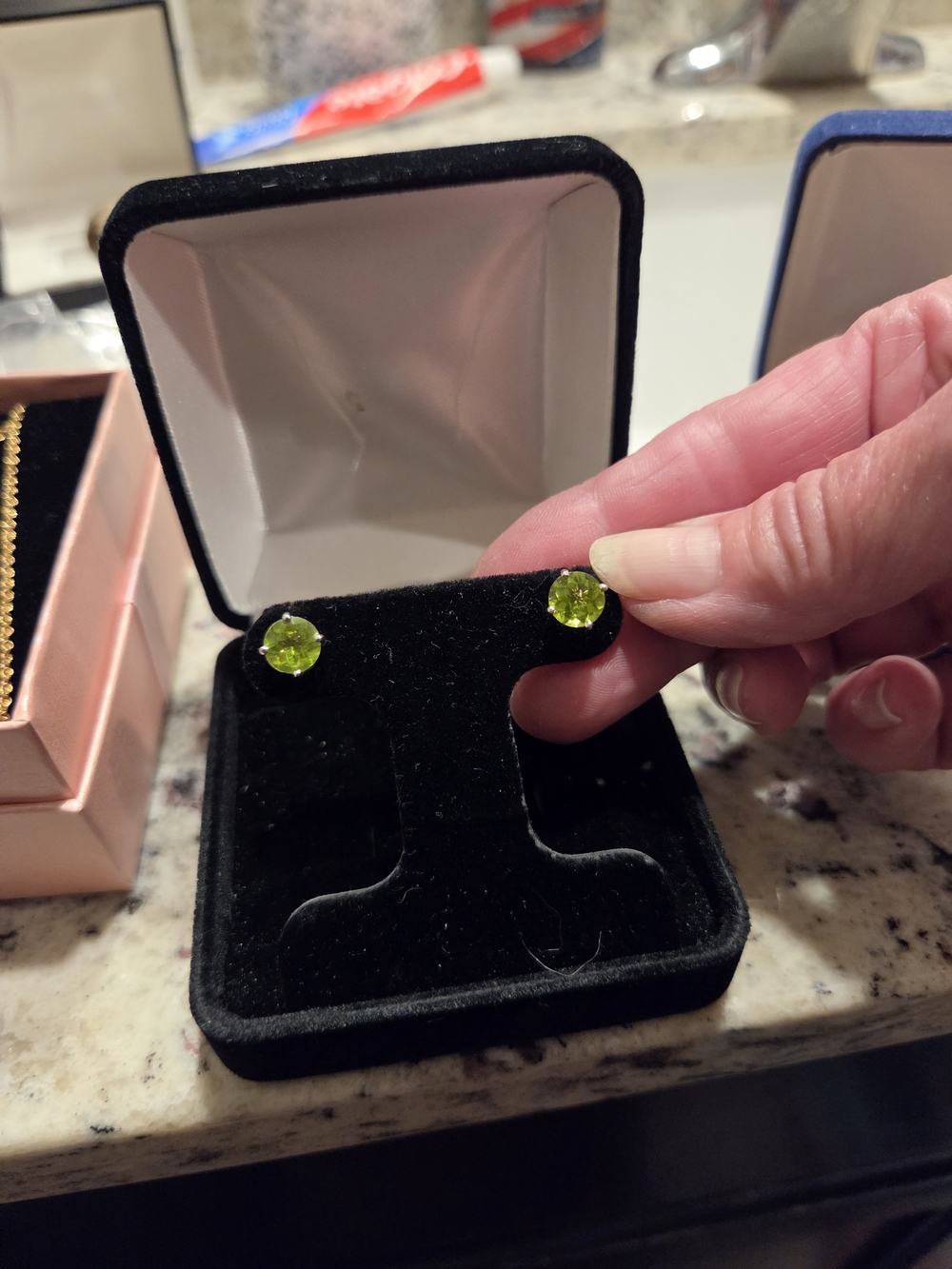 Green Peridot-Cut Stud Earrings - Women Jewelry